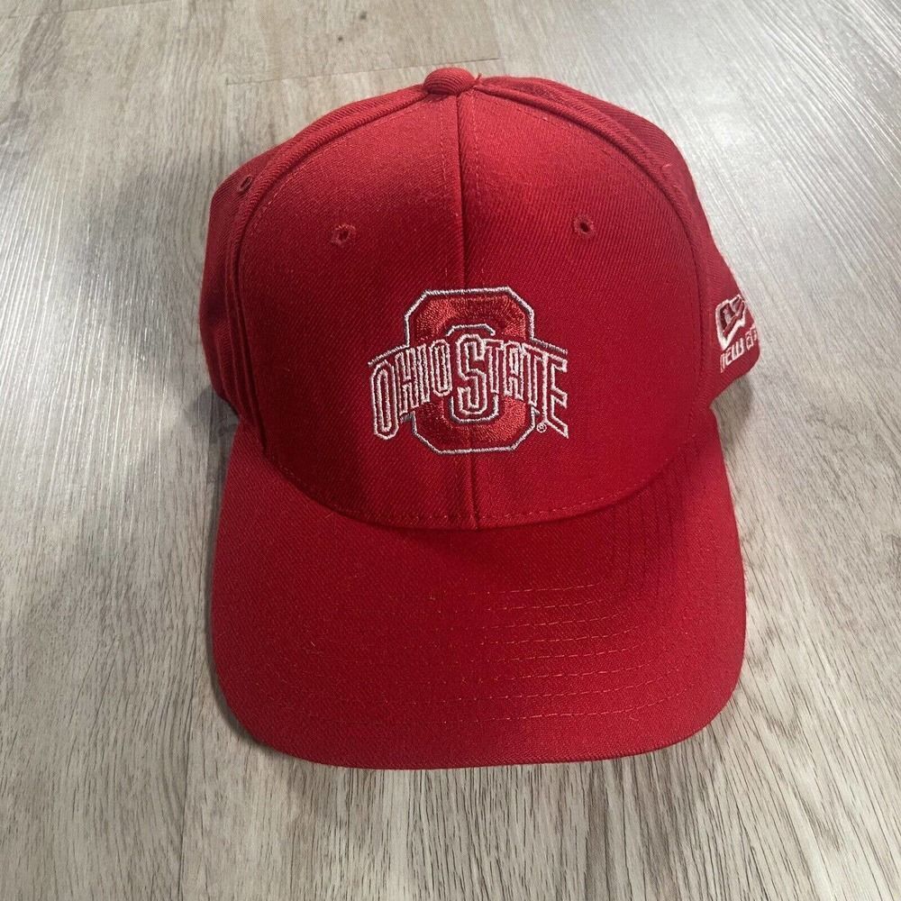 Vintage New Era Ohio State Buckeyes Snapback Hat NCAA College Football Red Cap‎